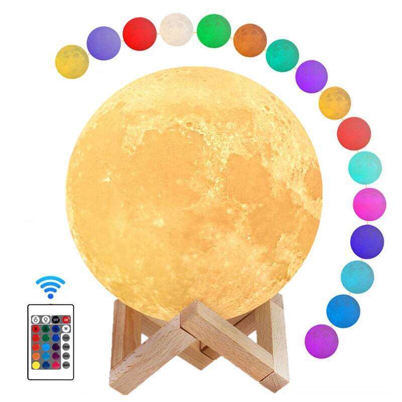 3D LED Moon Lamp Nightlight Fairy Table Bedroom Bedside Cute Kids Night Light for Room Birthday Party Decoration Christmas Gifts Z260127