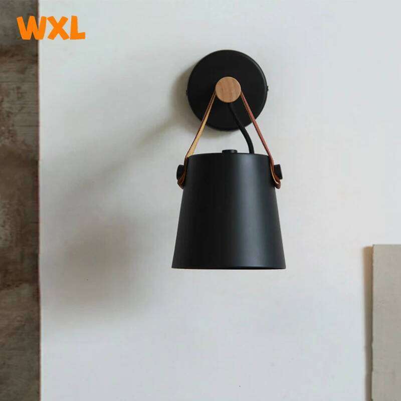 Modern LED Bedroom Bedside Living Room Nordic Belt Wooden Wall Lamp E27 110-240V Black White Z260127