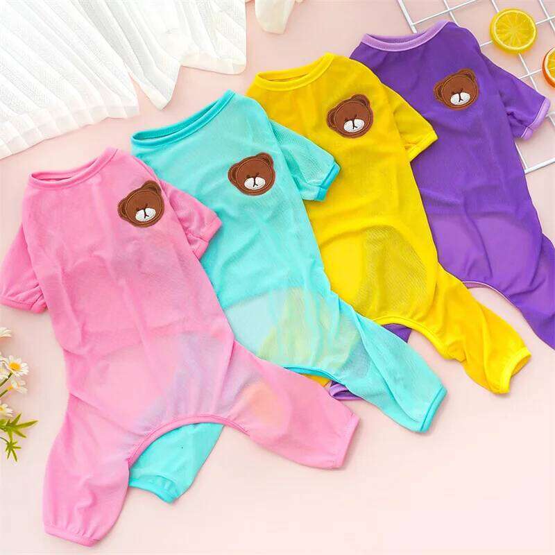 Bear Pajamas Summer Mesh Large Dog Clothes Jumpsuit Pink Blue Purple Yellow Pet Onesie For Small Big Dogs Labrador XS-4XL XJ260127