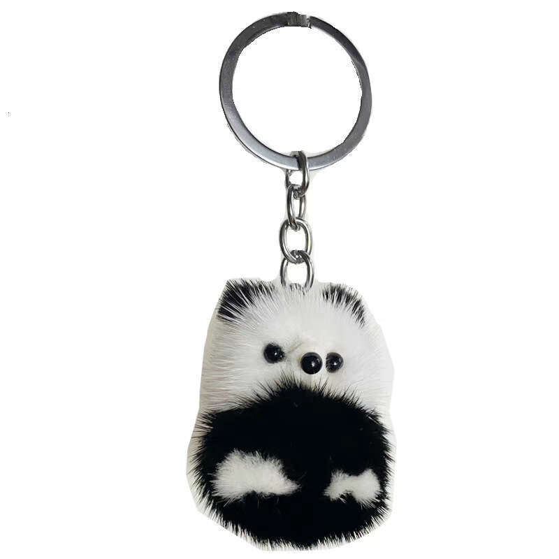 Cute Real Mink Fur Little Panda Car Keychain Pendant Plush Doll Backpack Decoration Small Gift S260126 00a