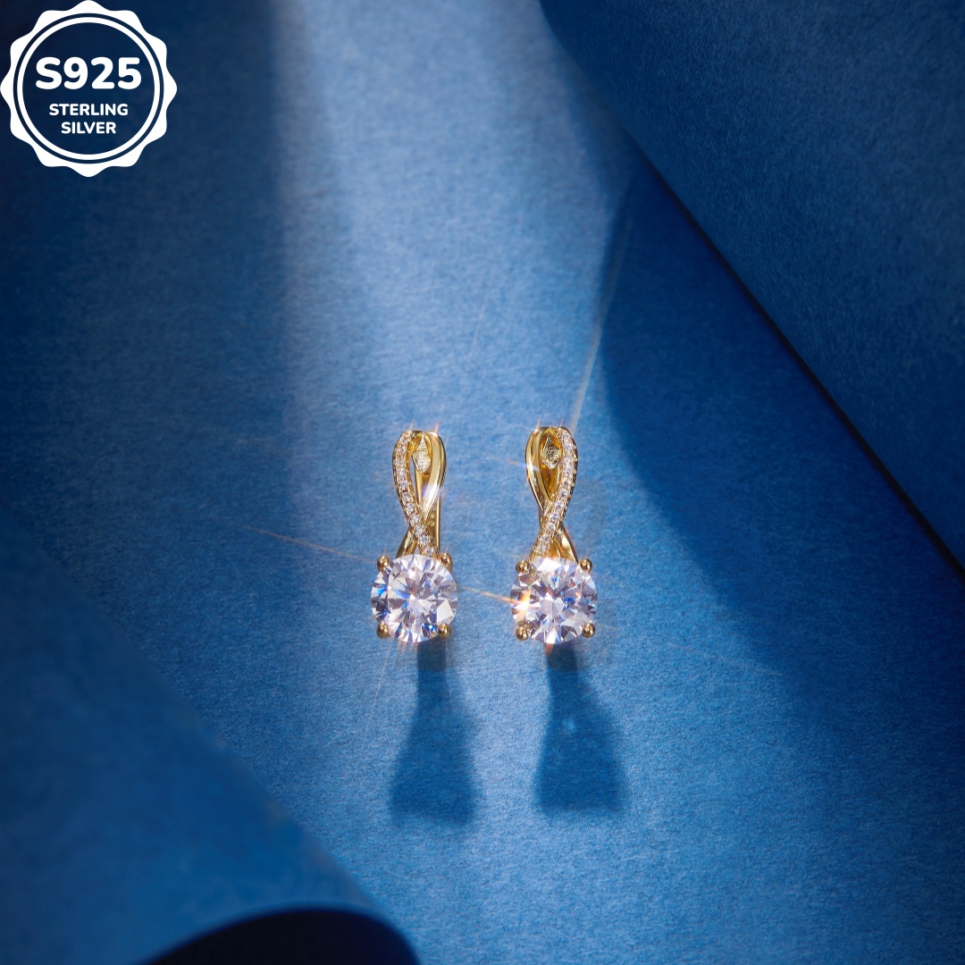 MT 925 Sterling Silver Hoop Earrings with Eternity Cross Design, Set with Cubic Zirconia, Elegant Ladies' Jewelry with gift box