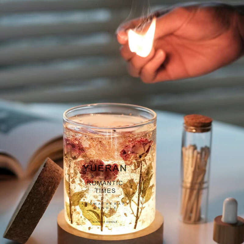 Real Flower Jelly Scented Candle Manufacturer Wholesale Essential Oil Floral Fragrance Glass Ornament Girl Birthday Gift Ins Y260127