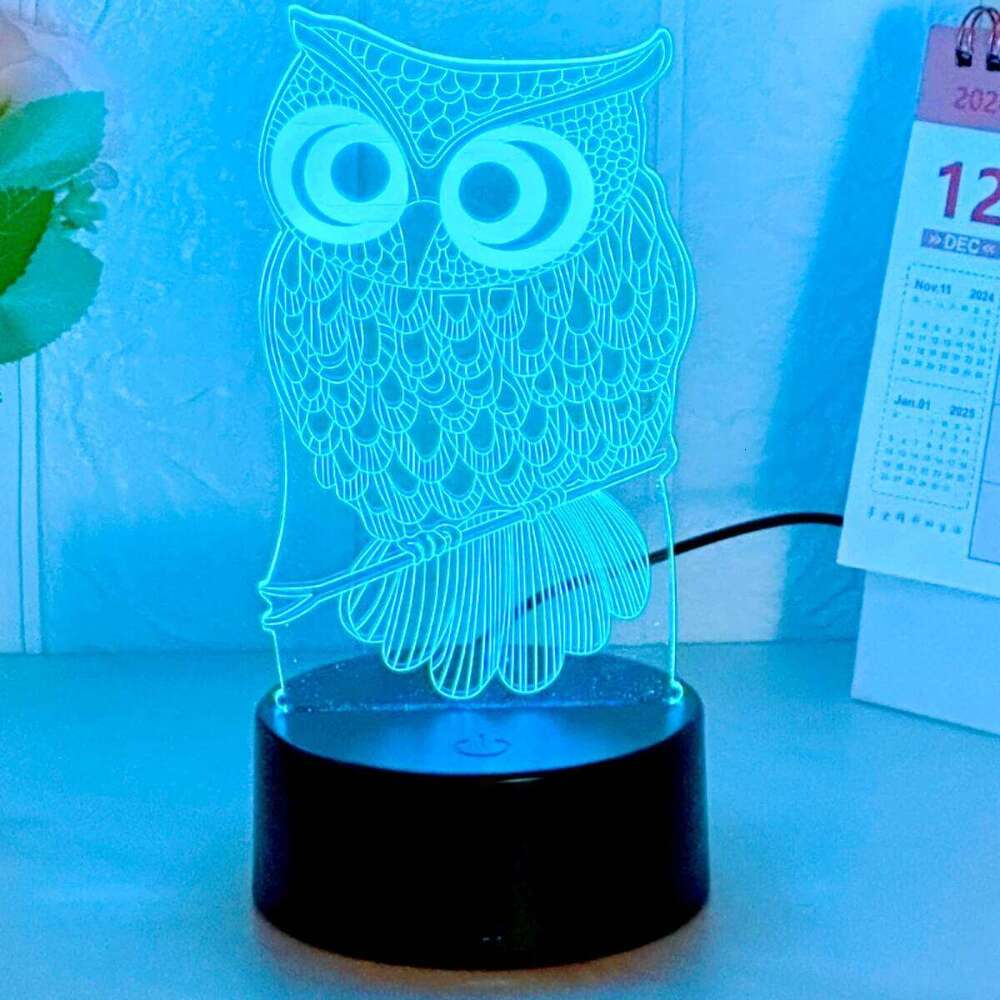 USB Owl 3D Night - Tabletop Decorative RGB Brilliant Light, Perfect for Ambience, Bedroom Light Z260127