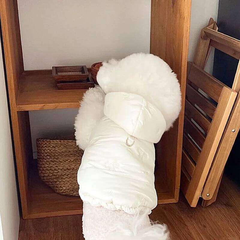 Fashion Bow-Embroidered Dog Teddy Bear Stylish Down Jacket Bichon Frise Winter Warmth Hooded Coat Thickened Pet Accessories XJ260127