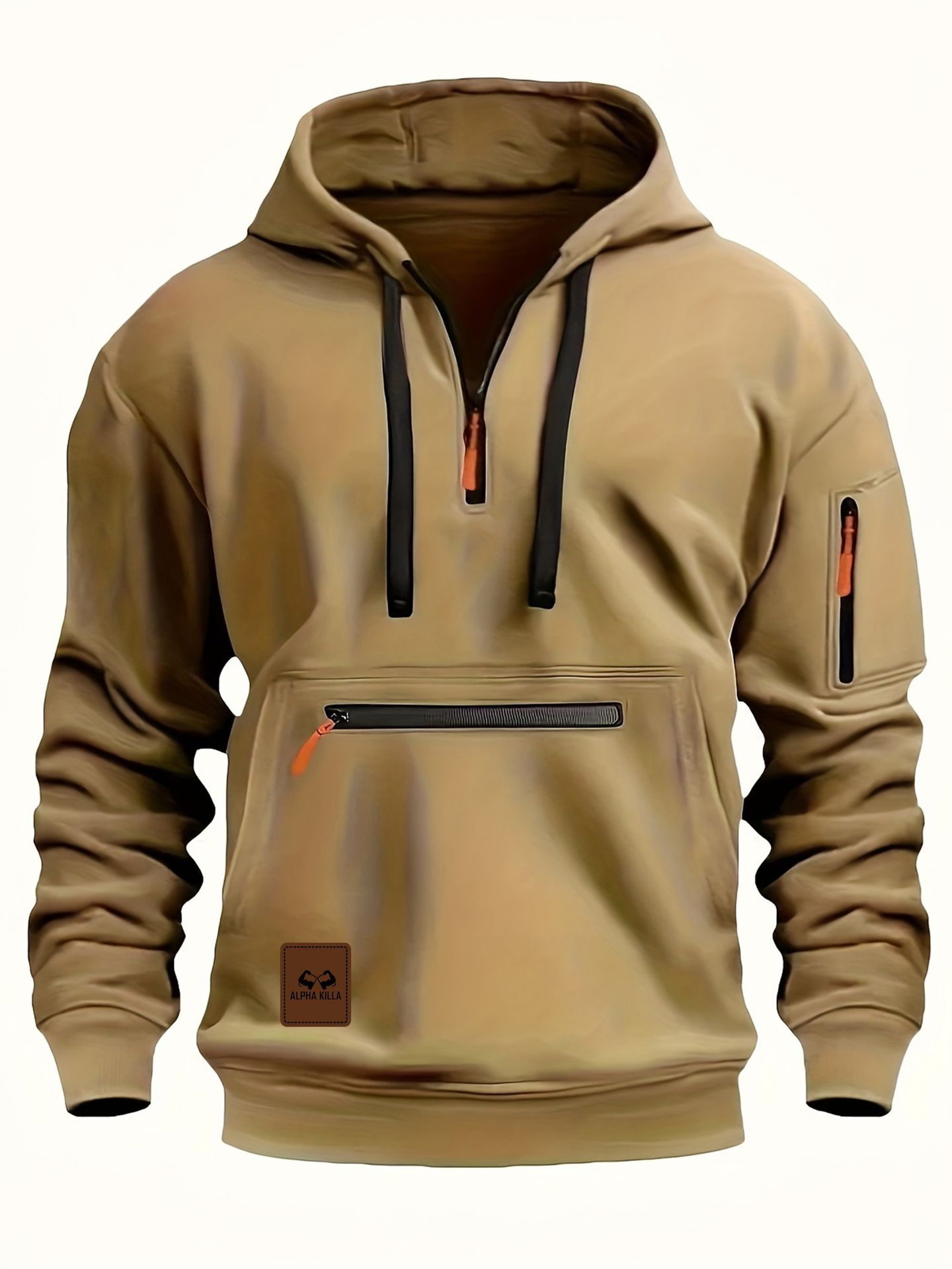 Free Shipping 2026 Spring New Men's Fashion Hoodie Zipper Multi Pocket Velvet Hoodie Sports and Leisure Top Size S-3XL