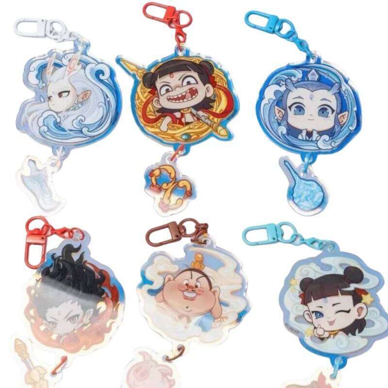 New Nezha: Devil Child's Sea 2 Cartoon Star Bell KeyChain Anime Acrylic llaveros Gifts School Bag Pendant Keyring accessories S260126