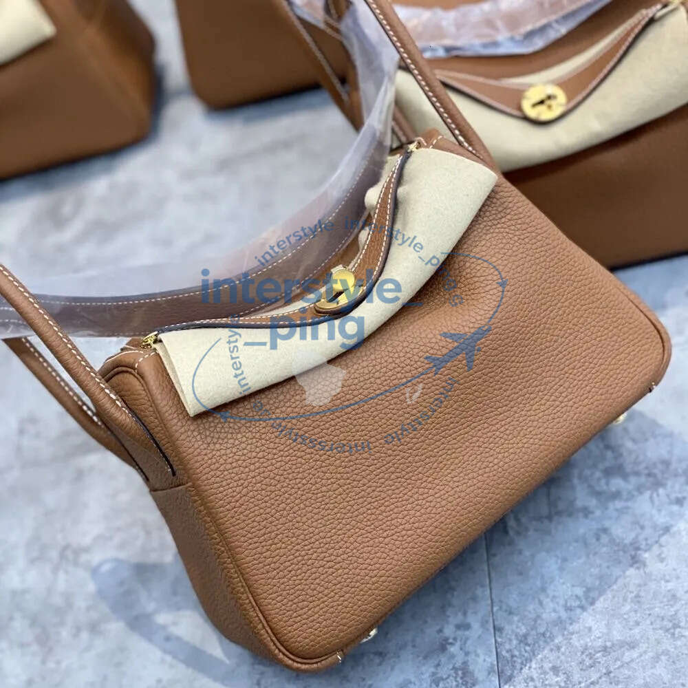 Lindi Bag Genuine Leather Hand-held Bucket New Single Shoulder Womens Versatile Crossbody for Spring and Summer