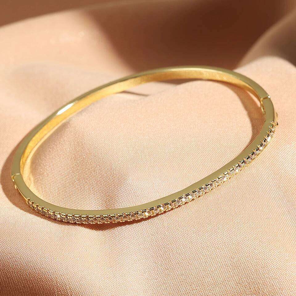 TrendMen Trendy Round Zirconia Tennis Bangles For Men Women Fashion Gold Color Crystal Wristlet Jewelry Gifts Party Bracelets XJ260127