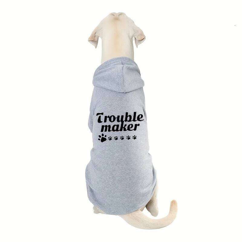 Trouble Maker Dog Hoodie Sweater - Black with White Paw Print Logo, Warm Winter & Cool Fall/Spring Jacket XJ260127