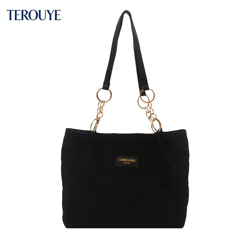 TEROUYE Fashionable large capacity women's handbag autumn and winter heart Amen casual quilted embroidered shoulder bag trendy luxury