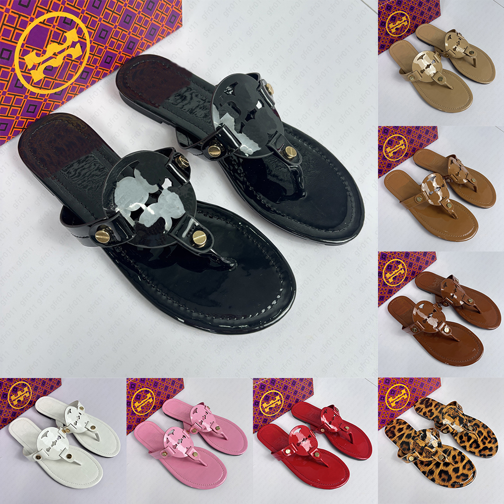 tory burchy sandals designer shoes Women sandals flat bottomed flip flops torrybburchysandles designer slides leather shoes reflective patent leather