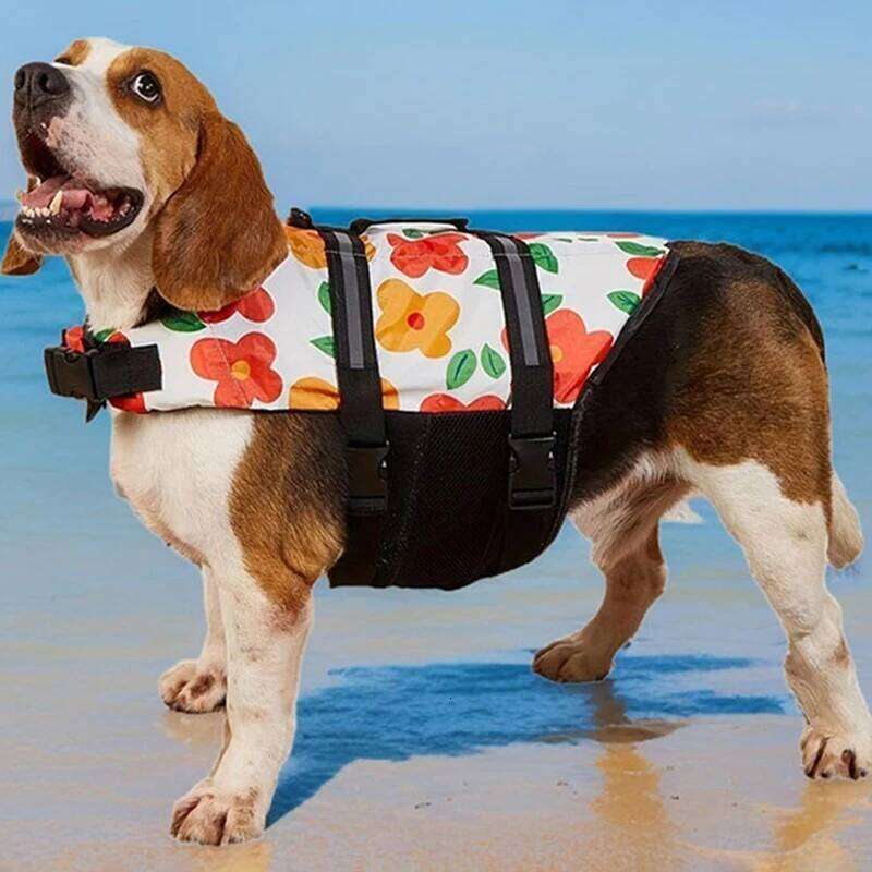 Summer Dog Life Jacket Reflective Adjustable Large Dogs Swimwear Safety Vest Surfing Sailboat Enhanced Buoyancy Pet Lifejackets XJ260127