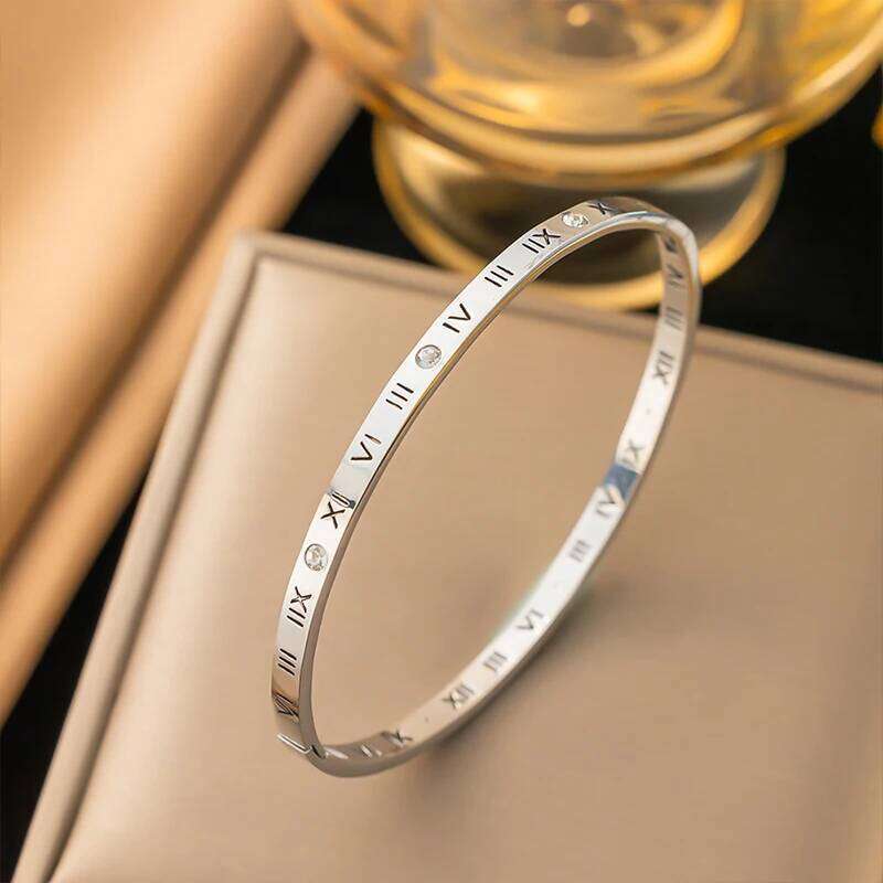 Gold-plated titanium steel waterproof and rust-proof exquisite all-match shiny zircon bracelet for ladies holiday jewelry gift XJ260127