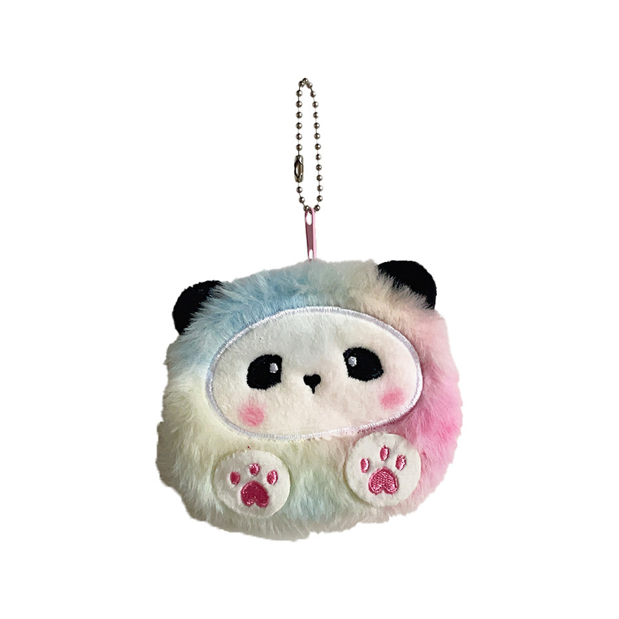 Cute Gradient Panda Plush Purse Zipper Earphone Storage Wallet Pendant Children's Coin Bag