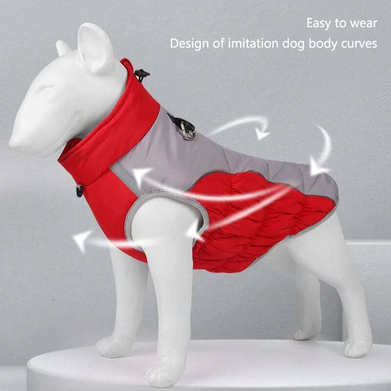XL-6XL Zipper Winter Warm Coat Jacket Reflective Fleece Dog Cold Weather Vest with Leash D Rings for Medium Large Dogs XJ260127