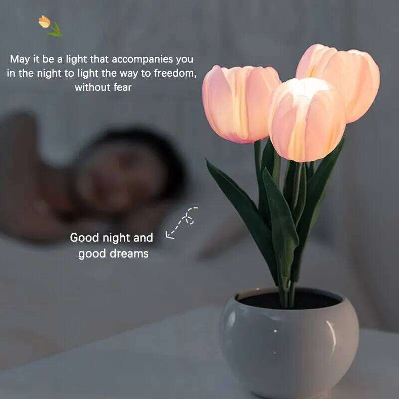 Tulip Table LED Lamp Simulation Flower Bouquet Bedroom Bedside Romantic Atmosphere Birthday Gift Home Decoration Z260127
