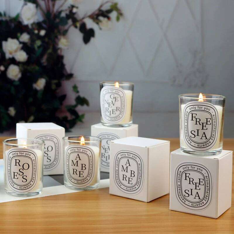 50g Smokeless Aromatic Creative Glass Cup Natural Soy Wax Scented Candles Wedding Home Decorative Candle Gifts Y260127
