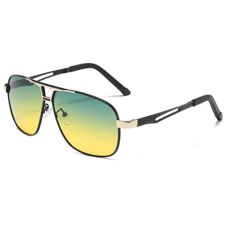 Vision Driving Glasses for Men Fashion Double Beams Sunglasses Male Metal Frame Day and Night Polarized Googles UV400 Z260127