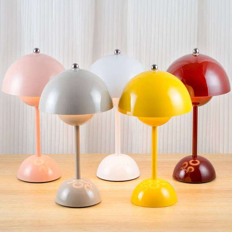 LED Mushroom Flower Bud Touch Charging Nordic Decorative Lamp for Bedroom, Study & Bedside Z260127