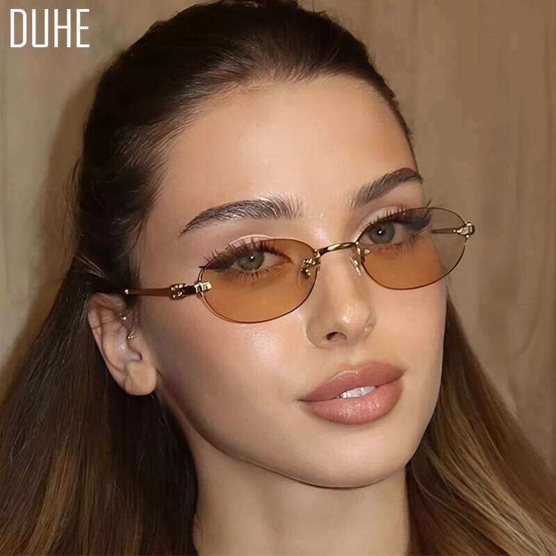 Frameless Oval Personality Luxury Brand Ins Style Summer Sun Protection High-End Fashion Sunglasses UV400 Z260127