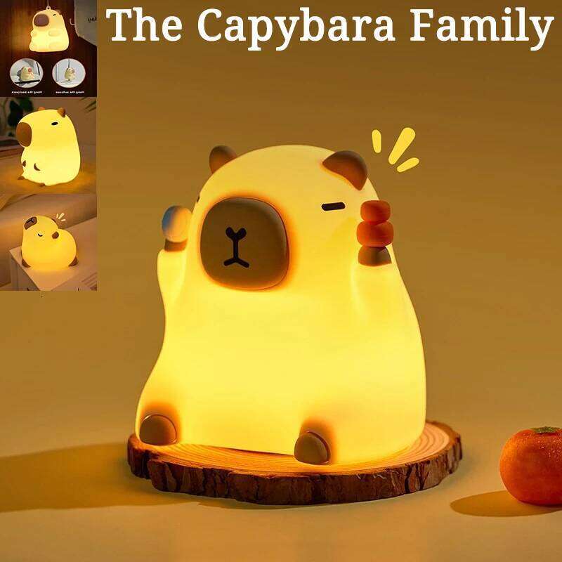 Capybara Night Light Soft Silicone Lamp Touch Sensor USB Rechargeable Bedside Decor Nursery Kids New Year Gift 4 Styles Optional Z260127