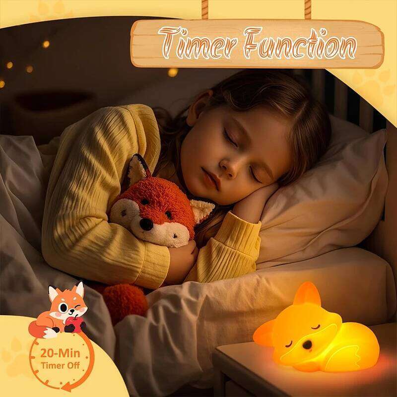 Fox Night Light, Squishy Silicone Lamp Novelty Gifts, Rechargeable Dimmable Timer Bedside Touch Nightlight for Breastfeeding Z260127