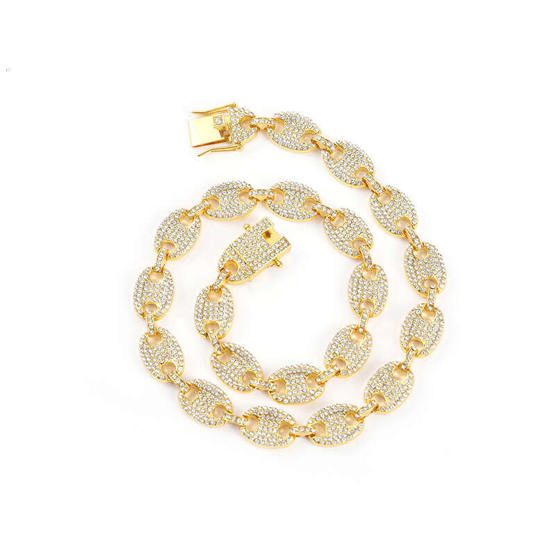 luxury necklace Big Gold Hip Hop Full Diamond Neck Chain DIY Bracelet Cuban Anklet Pig Nose Necklace
