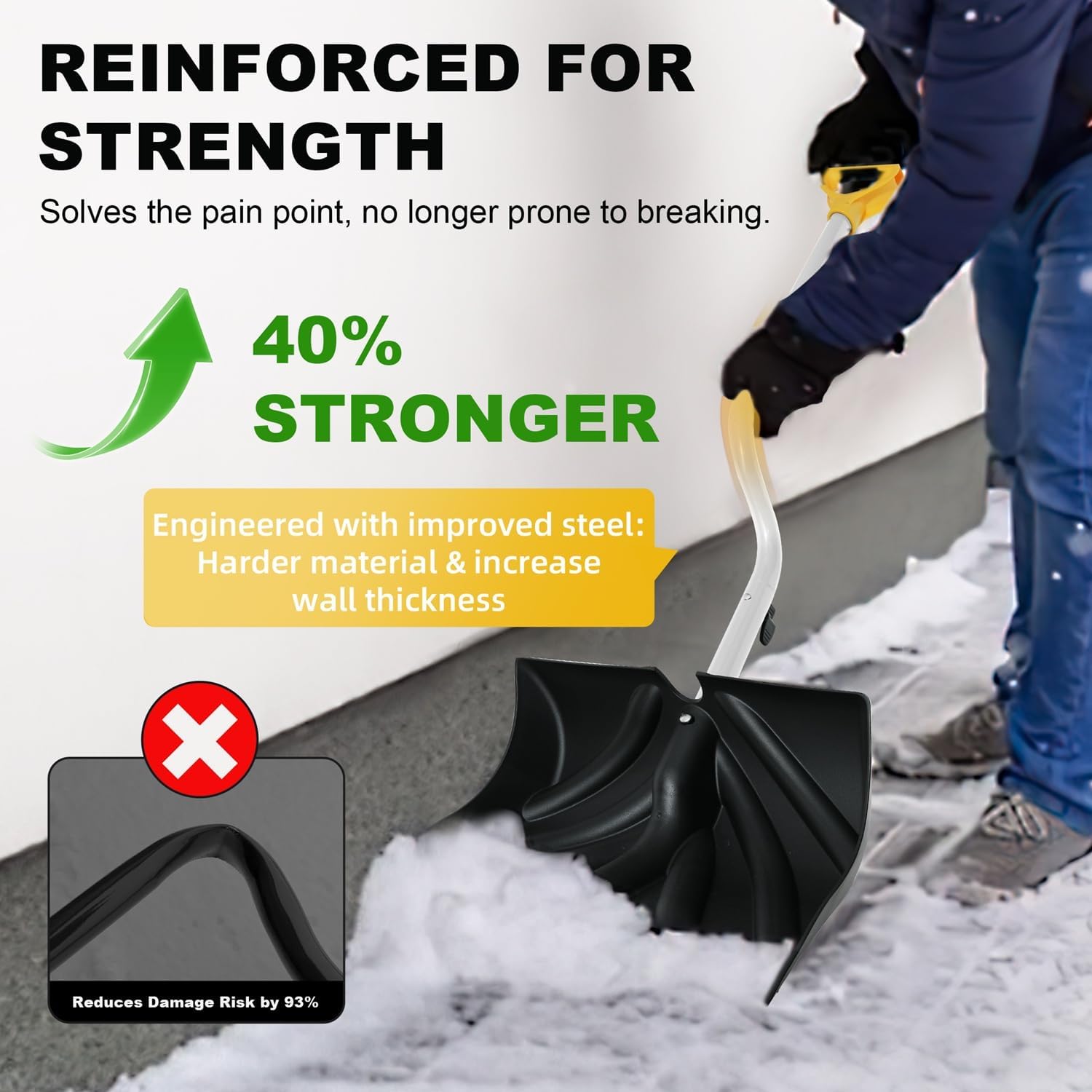 Reinforced Heavy Duty Snow Removal Easy Assembled Tool in Winter Snowy Day for Garage Car Parking Port