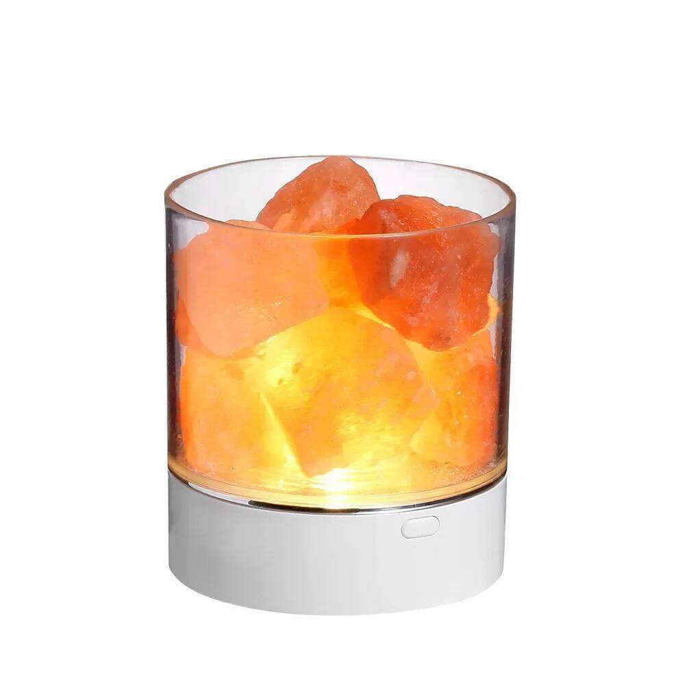 Natural Himalayan Crystal Anion Salt Warm Handcrafted Table Bedside Lamp Bedroom Night Light with Dimmer Switch Z260127