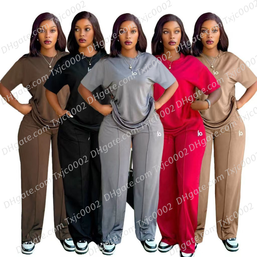 Spring Summer Womens Tracksuits Designer Fashion Two Piece Set Casual Sweatsuit Versatile Long Sleeve Hoodie T-shirt And Loose Pants Outfits Plus Size S-3XL 10 Colors