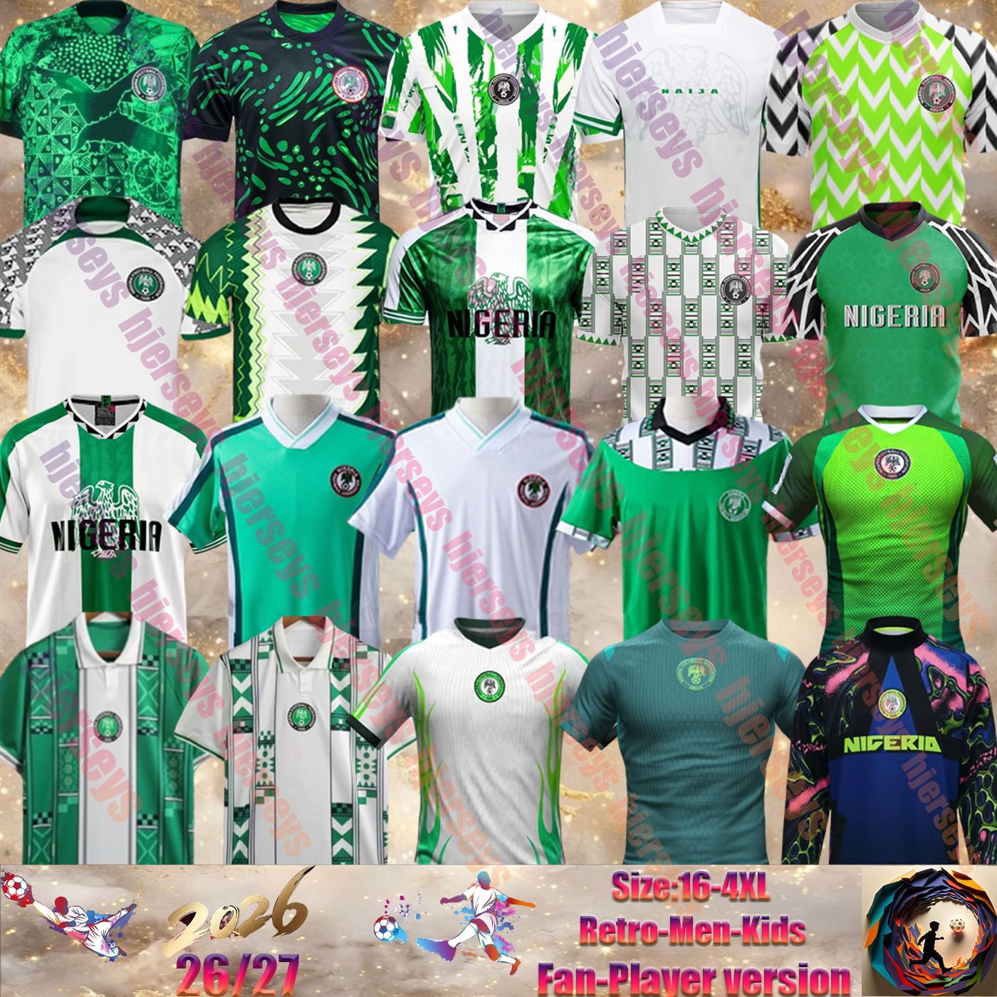 Okocha 2024 2026 Nigeria Retro 1994 Home Away Soccer Jerseys 23 24 25 26 27 Nwogu Futbol Kit Vintage men Football Shirt Classic 94 96 98 18 22 Ikpeba Yekini IGHALO kids kit