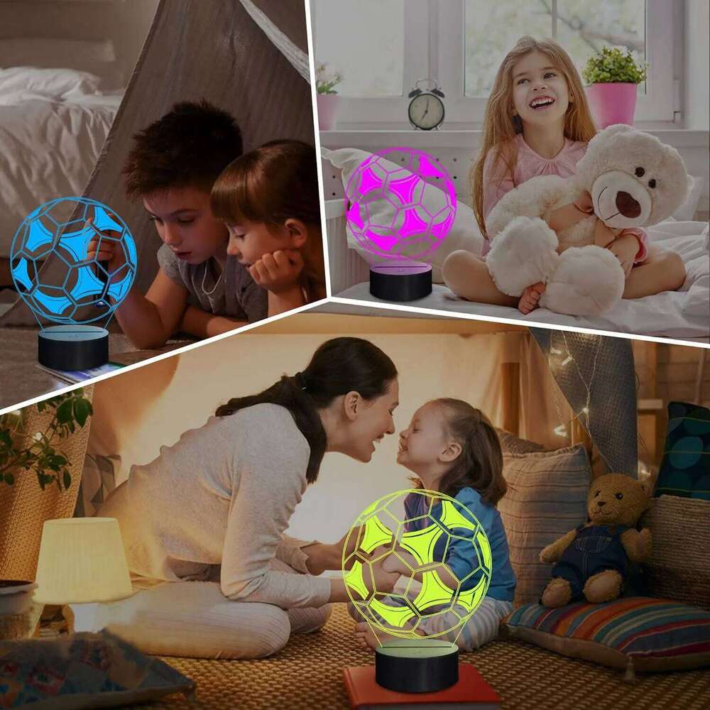 3D Football Illusion Lamp with 16 Color Changing Sport Night Light for Men Teenagers Kids - Unique Birthday Gift Idea Z260127