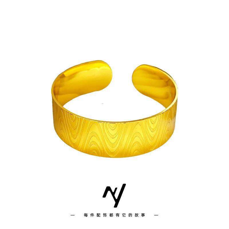 Women's Style real Gold 10 24K Pure Ins gold Luxury 9999 Popular Geometric Ripple Opening Bracelet XJ260127