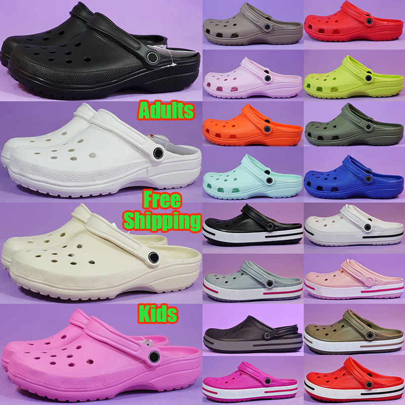 Free shipping slides designer sandals men women adults kids famous slippers durable clogs summer outdoor beach sandal shoes black white pink