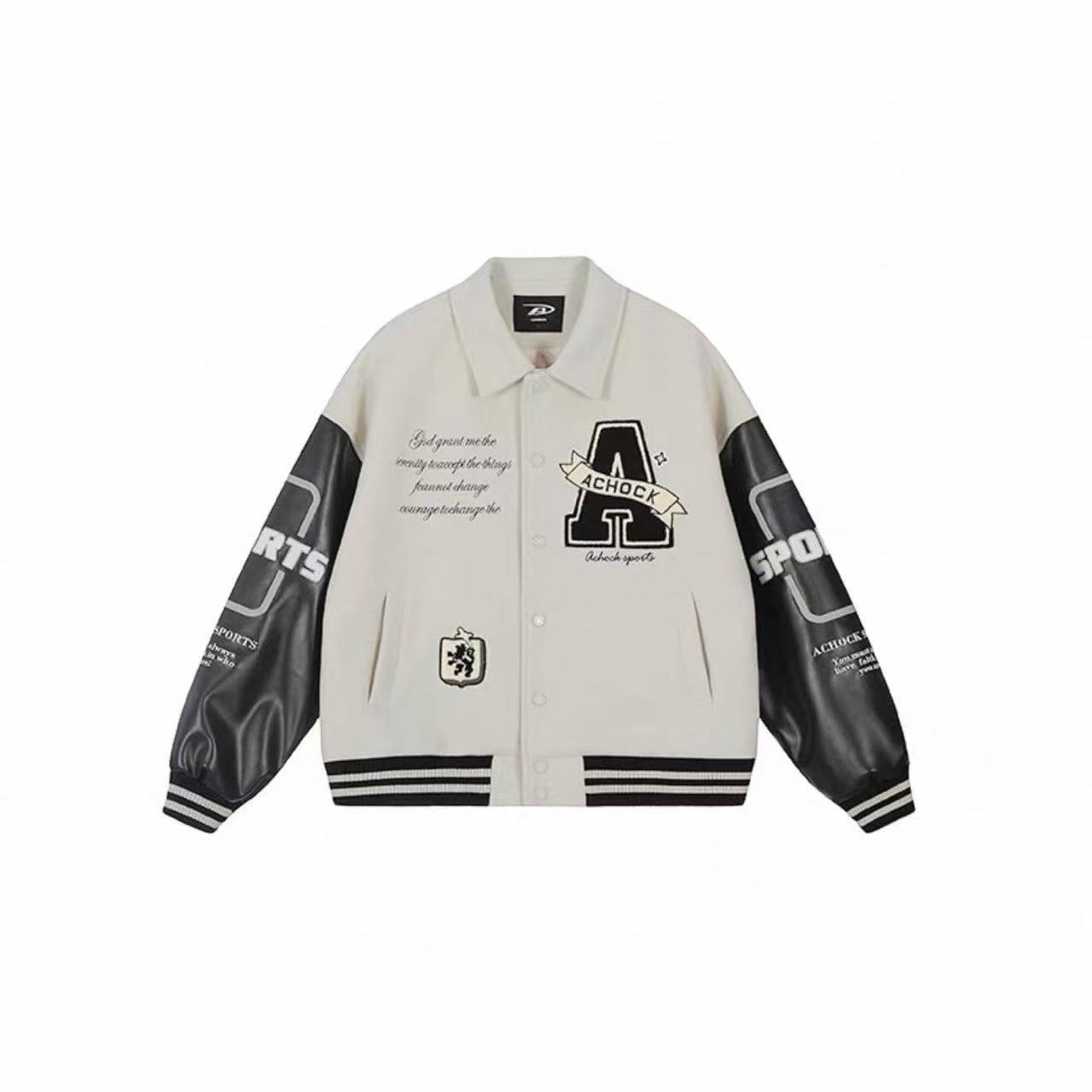 Men's Jackets Streetwear Embroidered Bomber Men Spliced PU Leather Sleelves Retro Varsity Spring Autumn Baseball Uniform Coats Motorcycle Jacket 