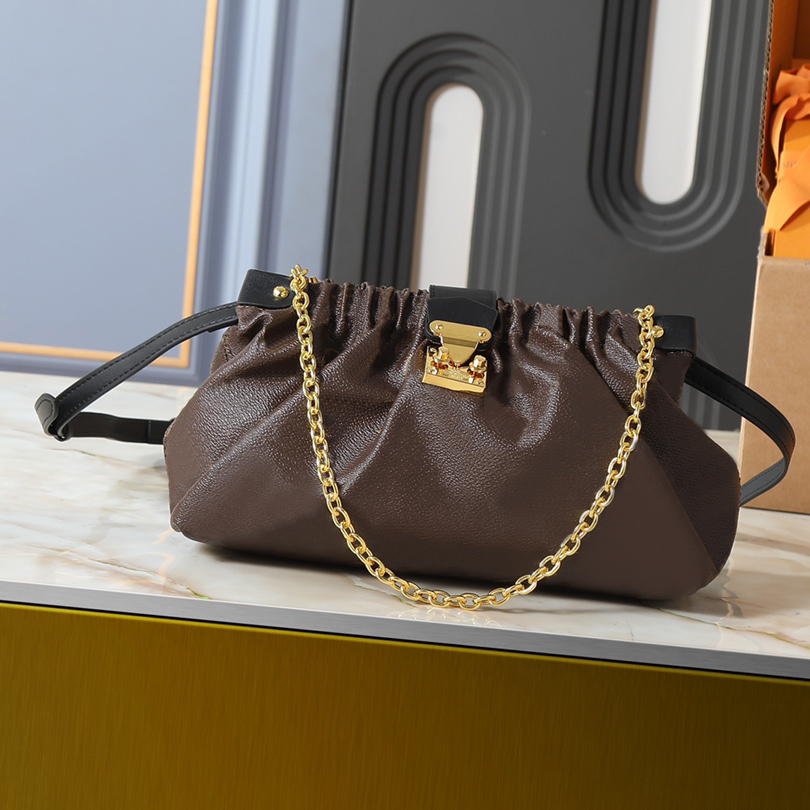 Designer Pochette Sling PM Hobo Bag 30cm Clutch Handbags Women Cowhide Leather Luxury Shoulder Crossbody Chain Bags Brown Flower Purse M27819 M27822