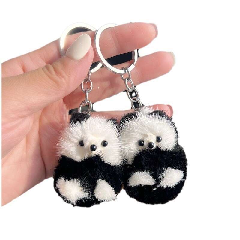 Cute Real Mink Fur Little Panda Car Keychain Pendant Plush Doll Backpack Decoration Small Gift S260126 c0e