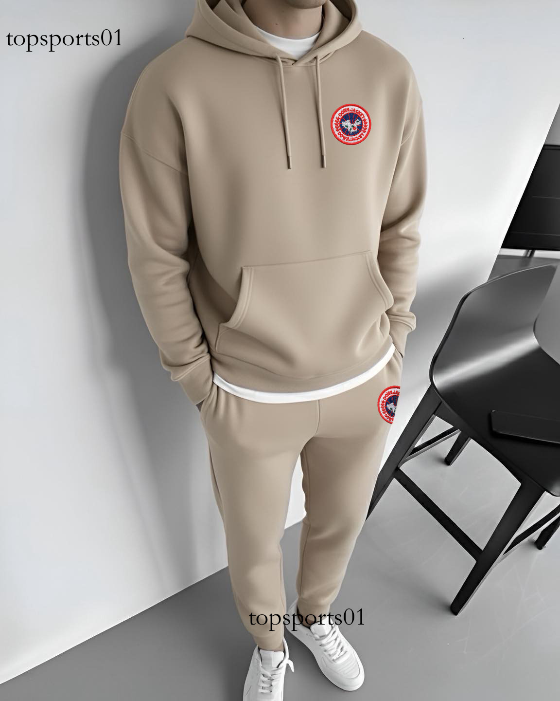 Sportswear jacket 25 Winter New Badge Print Hoodie Thickened Pullover Casual Set Versatile Trendy Style