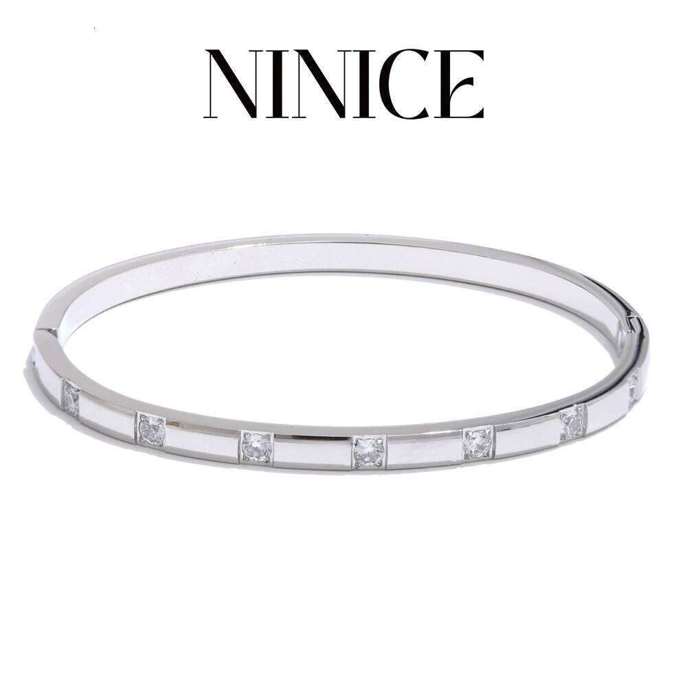 NiNice 2025 Exquisite Stainless Steel Cubic Zirconia Round Bracelet Bangle Fashion Trendy Jewellery Party Gift XJ260127