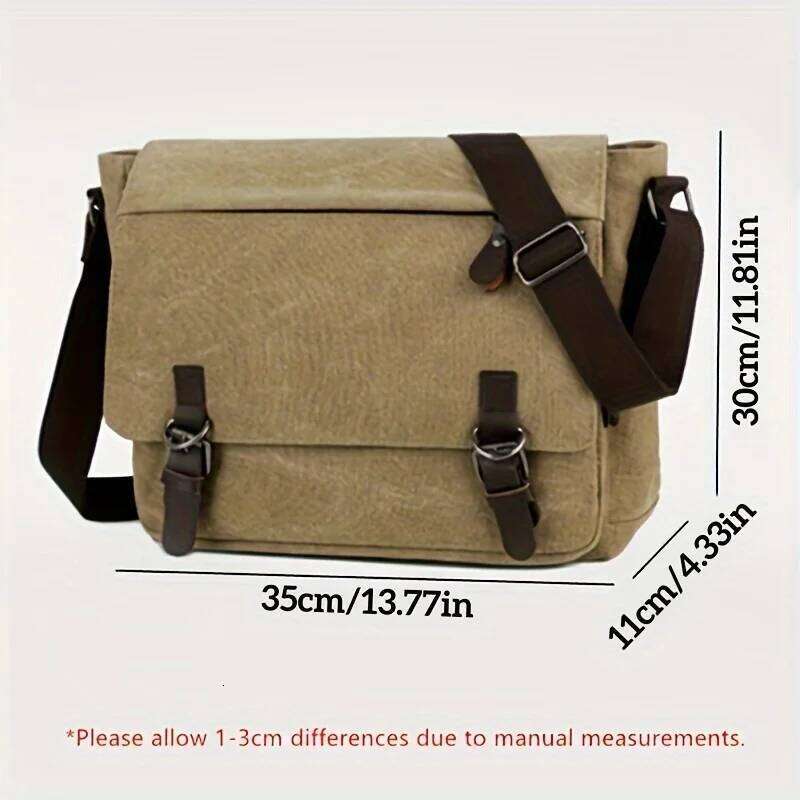 Retro canvas business travel college large capacity shoulder casual sling bag, men's bag