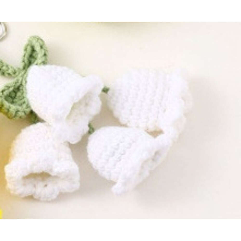 Cute Girl Pearl Korean Style Creative Chain Yarn Crochet Orchid Flower Keychain Bag Decoration Buckle S260126