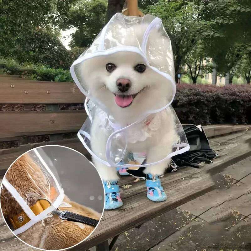 Clear Raincoat Rain Jacket Waterproof Coat for Samll Medium Dogs Teddy Shiba Dog Poncho Outdoor Walking Pet Clothes XJ260127