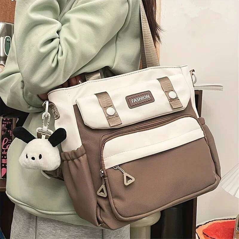 Chic Vintage-Inspired Canvas Tote Bag for Women - Waterproof, Adjustable Strap, Large Capacity Crossbody & Shoulder Handbag