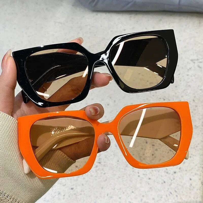 Vintage Brand Polygon Sunglasses Women For Men Luxury Fashion Sun Glasses Trendy Punk Ladies Orange Big Shades Z260127