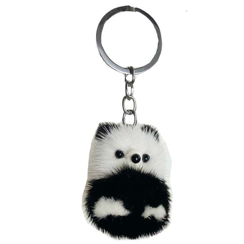 Wholesale Real Mink Fur Little Car Keychain Cute Plush Doll Bag Panda Small Pendant S260126