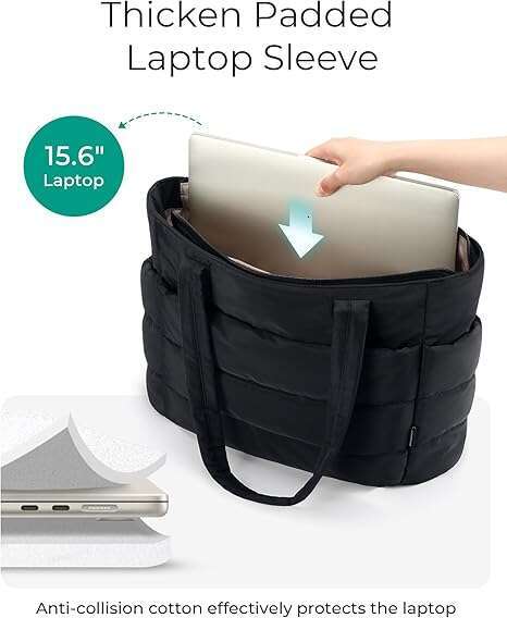 Lacel Urwebin Tote Bag for Women, Lightweight Puffy Tote Bag with Compartments Shoulder Bag Handbag for Travel, Work, Gym | Lightweight, Tote Bag with