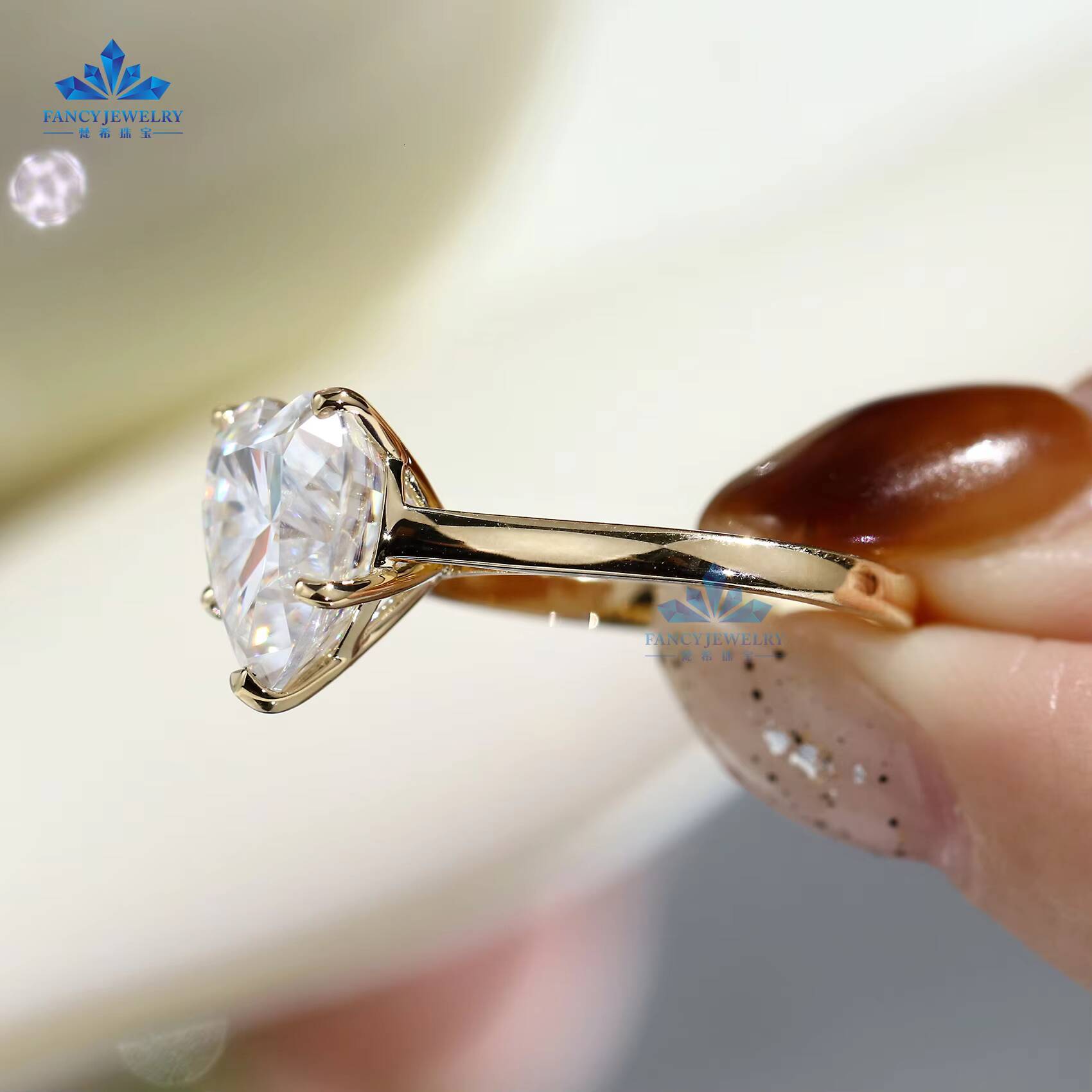 Luxury Jewelry Custom S925/10K/14K/18K Heart-Shaped Moissanite Rings 2Ct 3Ct 4Ct Wedding Engagement Jewelry for Women