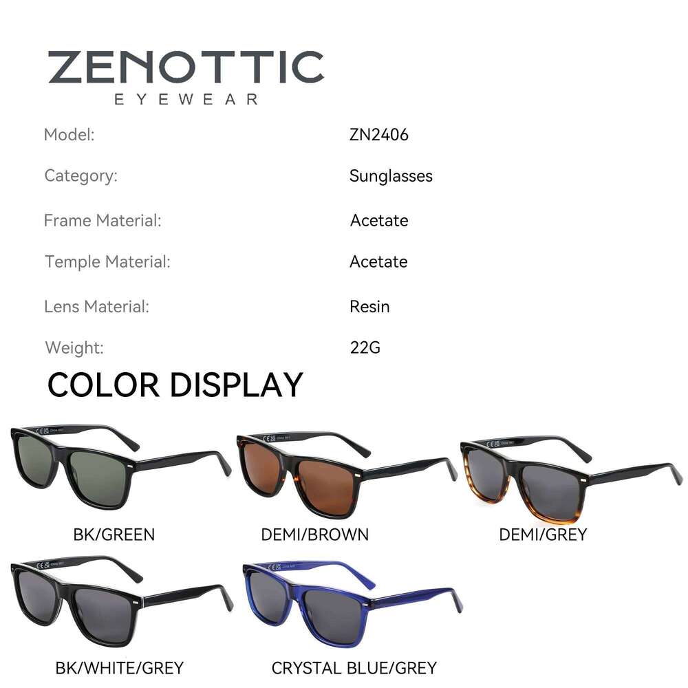 ZENOTTIC New Arrivals Square Polarized Sunglasses UV400 Protection Acetate Sun Glasses Classic Design Shade for Women Men Z260127