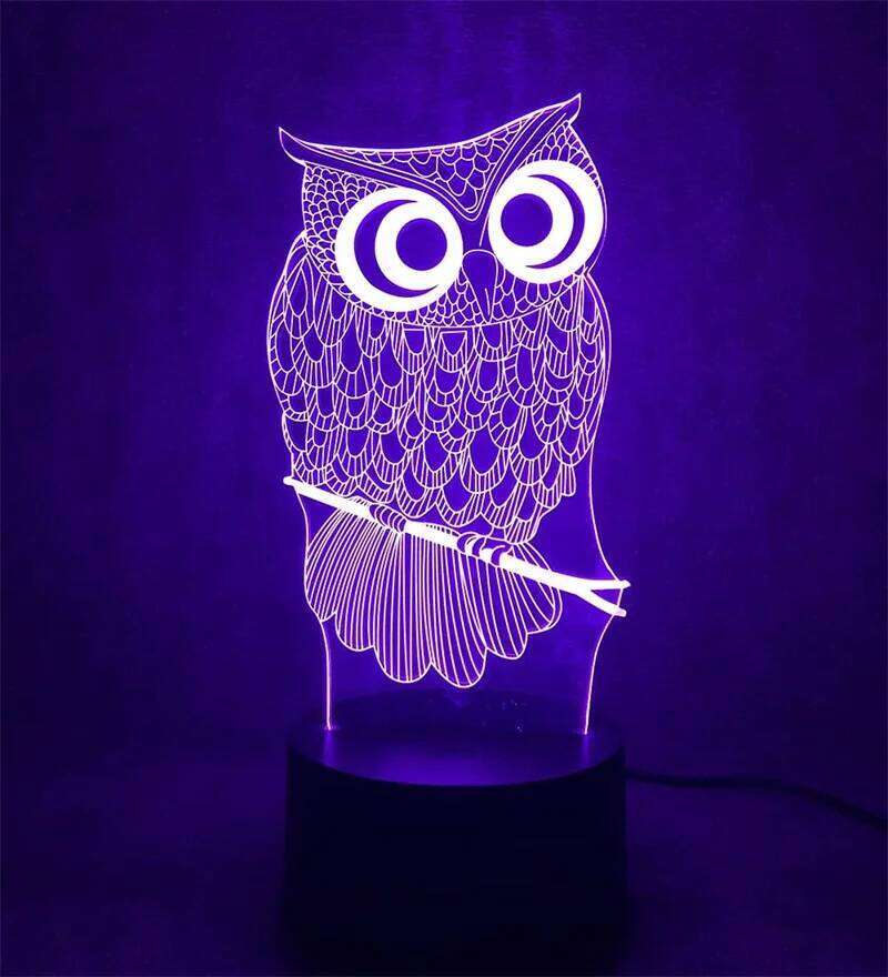 Animal Owl 3D Bedroom Cute Bird Toy Nightlight Creative New Strange Gift Desk Lamp USB Atmosphere Light Z260127
