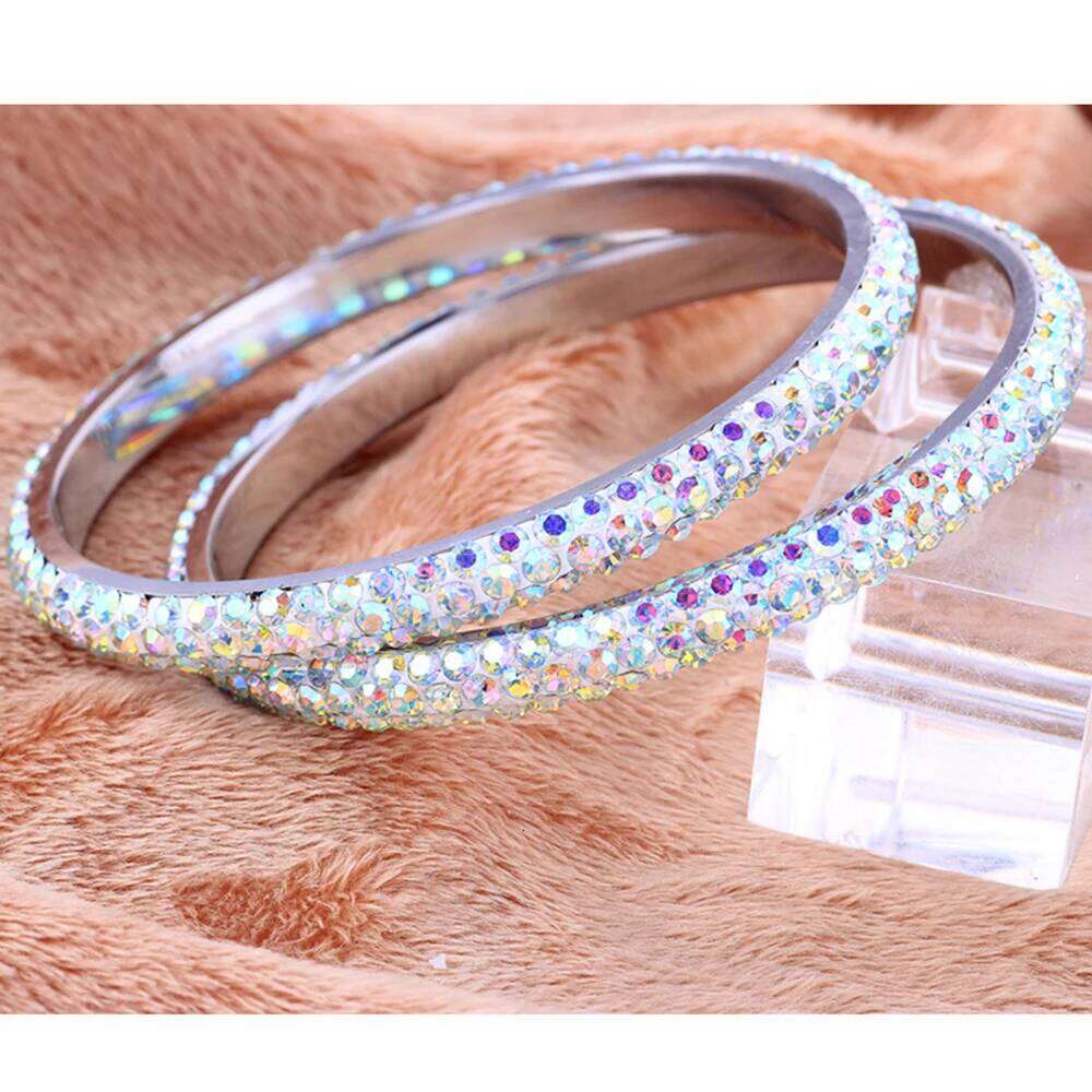 Fashion Three Row Crystal Pave Bangles For Women High Quality Stainless Steel Jewelry Wholesale Bracelet Bangle XJ260127